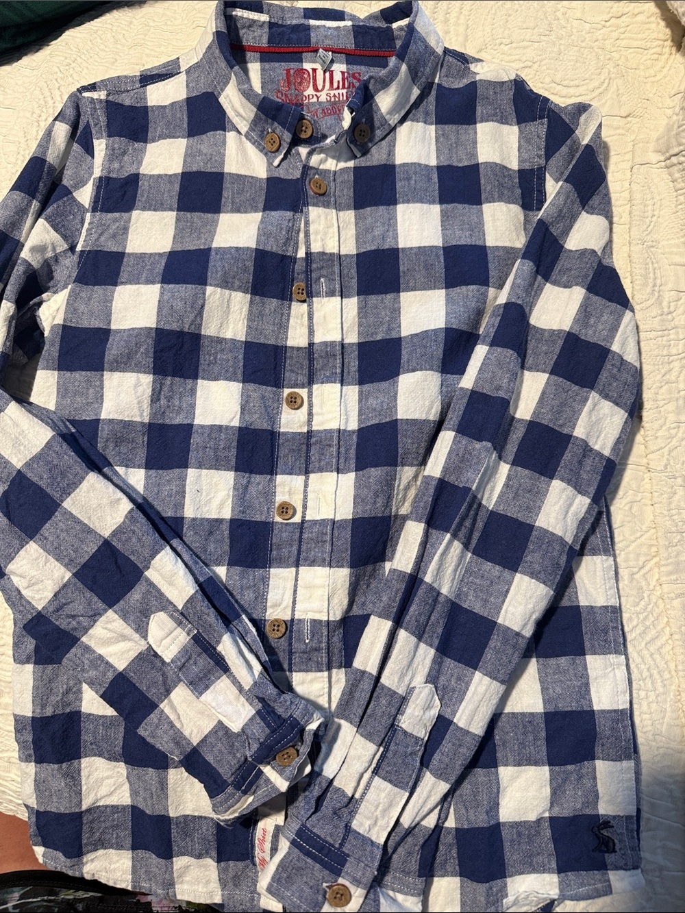 Joules Boy’s Navy and White Check Button-Down Shirt